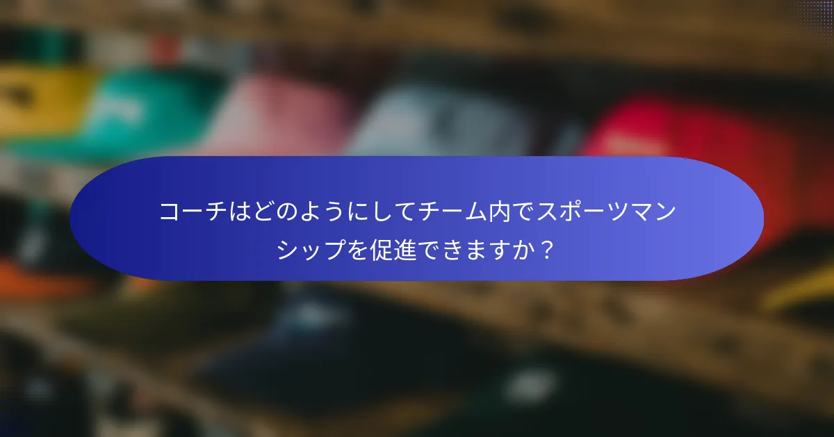 コーチはどのようにしてチーム内でスポーツマンシップを促進できますか？