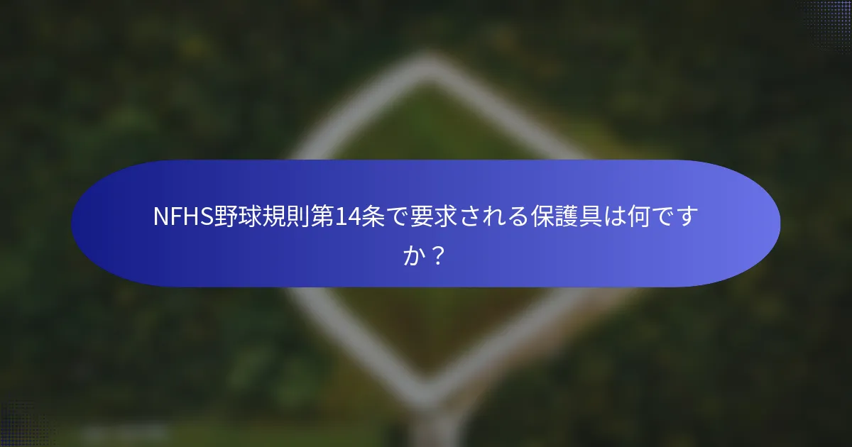 NFHS野球規則第14条で要求される保護具は何ですか？