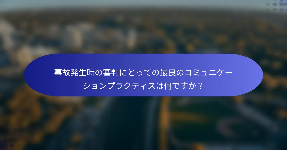 事故発生時の審判にとっての最良のコミュニケーションプラクティスは何ですか？